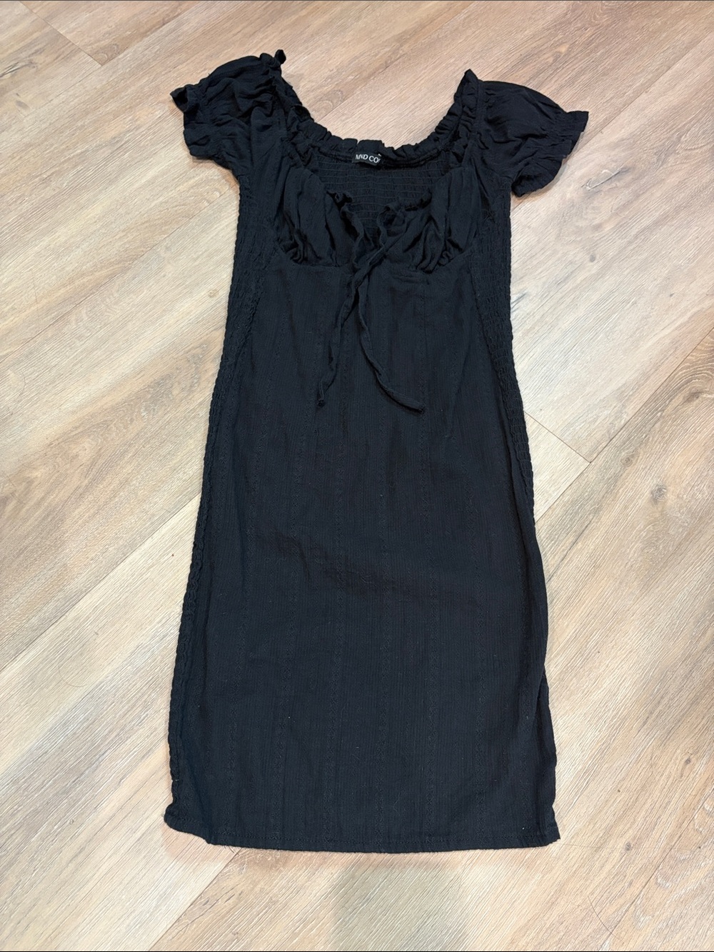 MINDCODE BLACK SMOCKED MINI DRESS